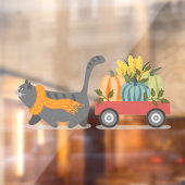 Autumn Cat & Pumpkins Raamsticker (Vel 2)