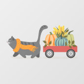 Autumn Cat & Pumpkins Raamsticker (Vel)