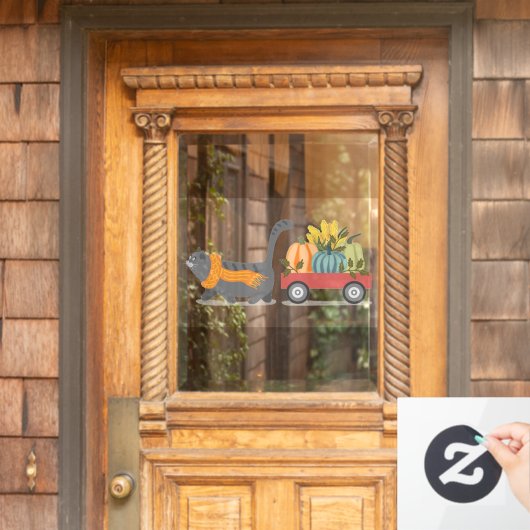 Autumn Cat & Pumpkins Raamsticker (Huis Deur)
