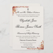 Autumn Catholic Red and Gold Wedding Invitation Kaart (Voorkant / Achterkant)