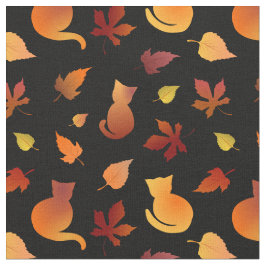 Autumn Cats Pattern Fabric Stof