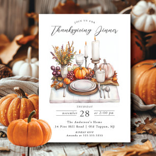 Autumn Celebration Thanksgiving Dinner Invitation Kaart