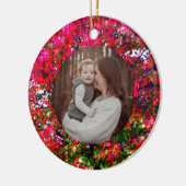 Autumn Changing Leaves, roze impressionistische bo Keramisch Ornament (Links)