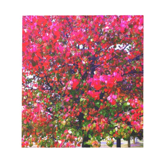 Autumn Changing Leaves, roze impressionistische bo Notitieblok (Voorkant)