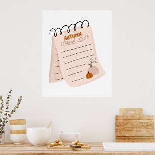Autumn Checklist Notitieblok Herfst to do lijst Poster