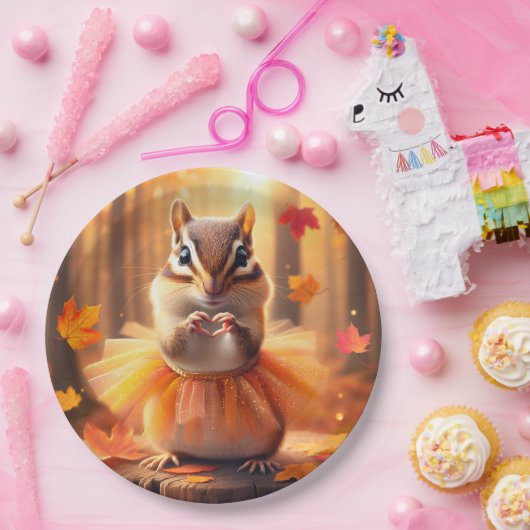 Autumn Chipmunk Ballerina Dancer Papieren Bordje (Feest)