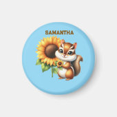  Autumn Chipmunk with Sunflower | Cute Animal  Magneet (Voorkant)