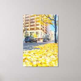 Autumn City Street Canvas Afdruk