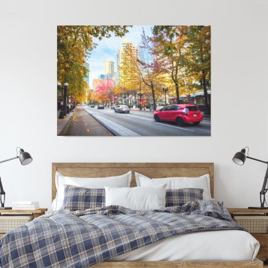 Autumn CityScape Street Canvas Afdruk (Insitu (Slaapkamer))