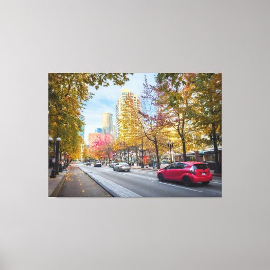 Autumn CityScape Street Canvas Afdruk (Voorkant)