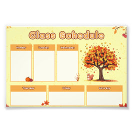 Autumn Class Schedule with Cute Fall Illustrations Foto Afdruk