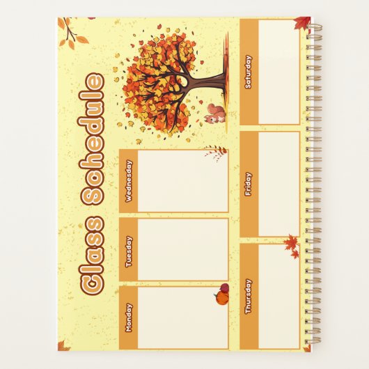 Autumn Class Schedule with Cute Fall Illustrations Planner (Achterkant)