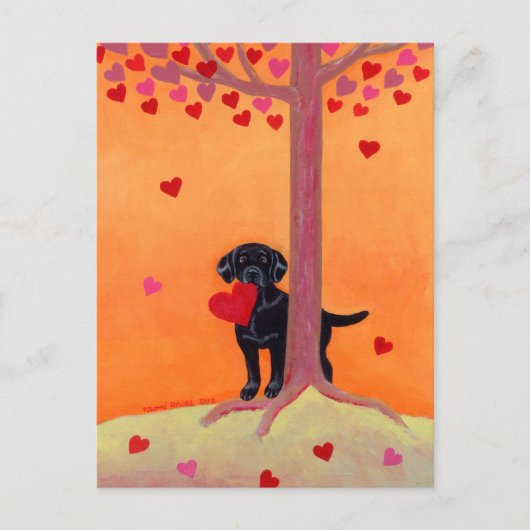 Autumn Color Black Labrador Briefkaart (Voorkant)