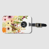 Autumn Colored Flowers Monogram Bagagelabel (Voorkant (horizontaal))