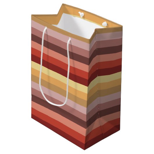 AUTUMN COLORED STRIPES MEDIUM CADEAUZAKJE (Voorkant Gekanteld)