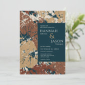 Autumn Colors Organic Abstracte Leaves Invitation Kaart (Staand voorkant)