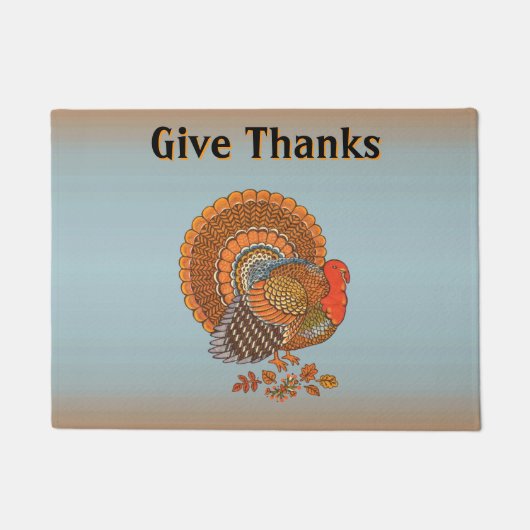 Autumn Colours Male Turkey in Leaves Give Thanks Deurmat (Voorkant)