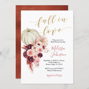 Autumn Coral Burgundy Herfst in Love-uitnodiging Kaart