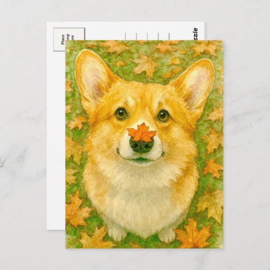 Autumn Corgi Charm Cozy Fall Postcard Briefkaart (Voorkant / Achterkant)