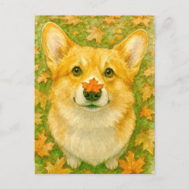 Autumn Corgi Charm Cozy Fall Postcard Briefkaart