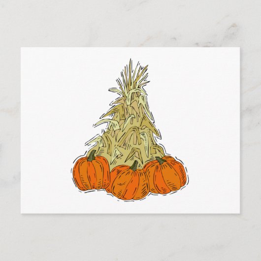 Autumn Cornstalks Pumpkins Briefkaart (Voorkant)