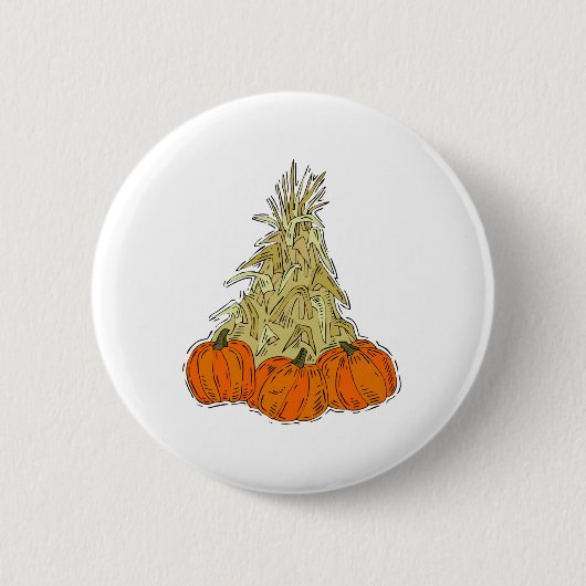 Autumn Cornstalks Pumpkins Ronde Button 5,7 Cm (Voorkant)