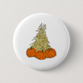 Autumn Cornstalks Pumpkins Ronde Button 5,7 Cm