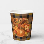 Autumn Cornucopia Plaid Papieren Bekers (Voorkant)