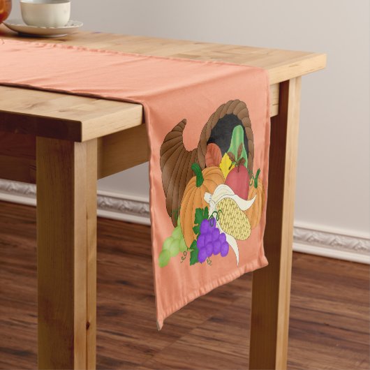 Autumn Cornucorpia Thanksgiving table runner Korte Tafelloper (Voorbeeld)
