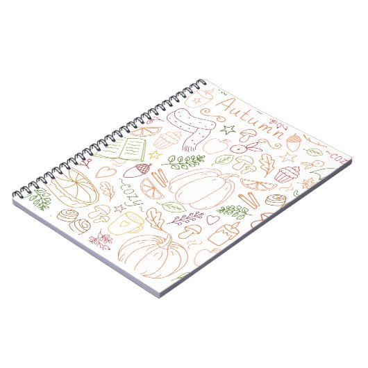 Autumn Cosy Doodle Pattern – Herfst pompoenen, bla Notitieboek (Linkerzijde)
