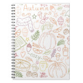 Autumn Cosy Doodle Pattern – Herfst pompoenen, bla Notitieboek (Voorkant)