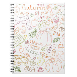 Autumn Cosy Doodle Pattern – Herfst pompoenen, bla Notitieboek