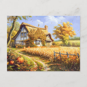 Autumn Cottage beroemd gemaakt door Wheat Field &  Briefkaart