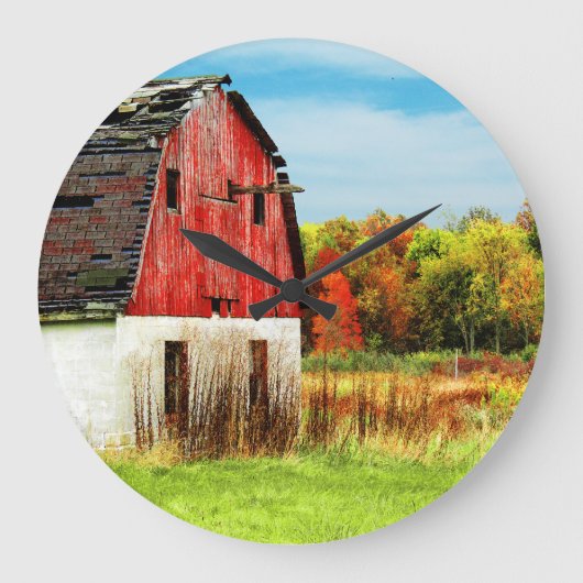 Autumn Country Barn Grote Klok (Voorkant)