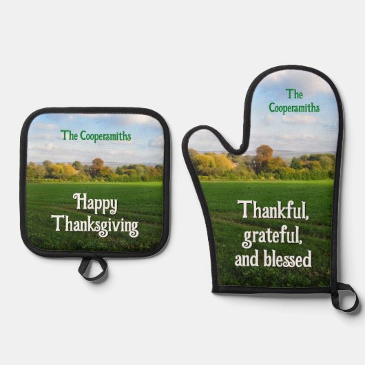 Autumn Countryside - Gepersonaliseerd Ovenwant & Pannenlap Set (Voorkant)