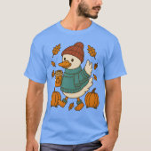 Autumn Cozy Duck with Pumpkin Caf boy T-shirt (Voorkant)