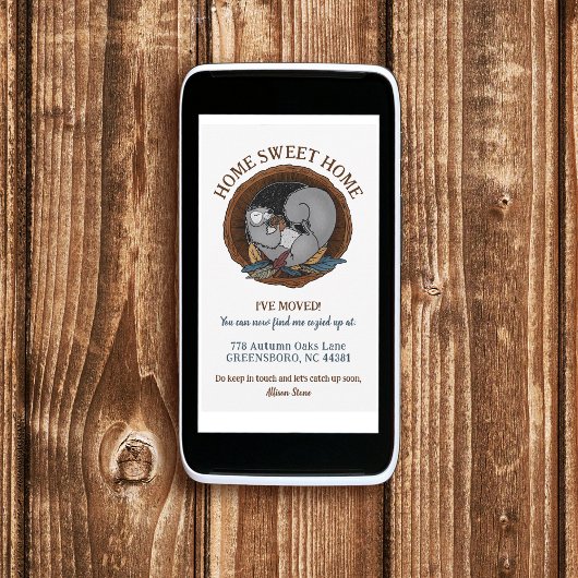 Autumn Cozy Squirrel Bewegend Nieuw Adres Aankondiging