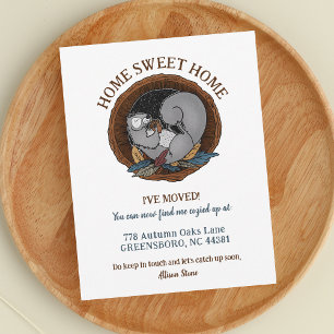 Autumn Cozy Squirrel Bewegend Nieuw Adres Aankondiging