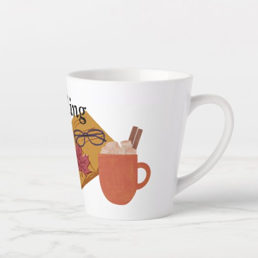 Autumn Cozy Vibes – warme cacao, boek & herfstblad Latte Mok (Rechts)