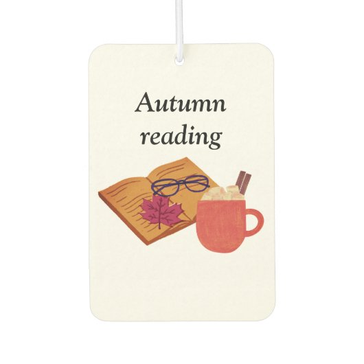 Autumn Cozy Vibes – warme cacao, boek & herfstblad Luchtverfrisser (Voorkant)