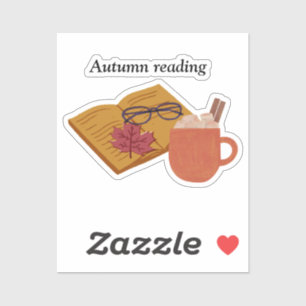 Autumn Cozy Vibes – warme cacao, boek & herfstblad Sticker
