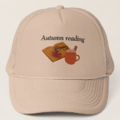Autumn Cozy Vibes – warme cacao, boek & herfstblad Trucker Pet (Voorkant)