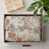Autumn Cream Orange Floral Chinoiserie Tissuepapier (Geschenk)