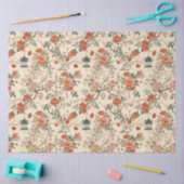 Autumn Cream Orange Floral Chinoiserie Tissuepapier (Craft)