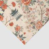 Autumn Cream Orange Floral Chinoiserie Tissuepapier (Detail)