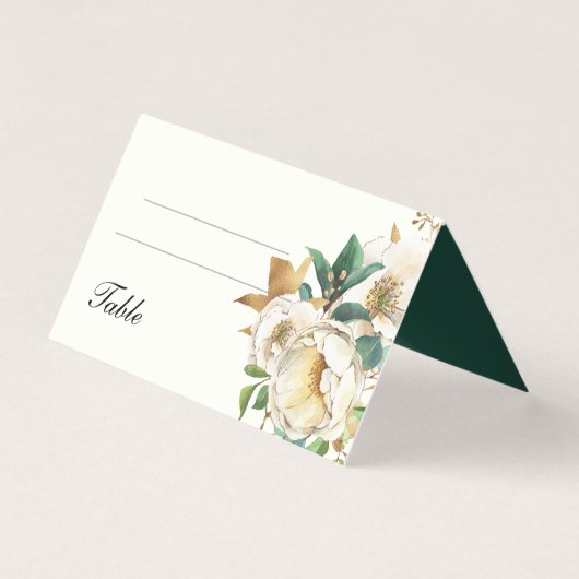 Autumn Cream Rozen en Deep Emerald Green Kaart (Voorkant)