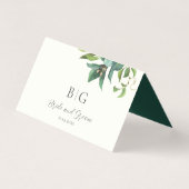 Autumn Cream Rozen en Deep Emerald Green Kaart (Achterkant)