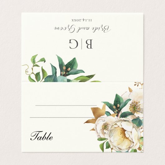 Autumn Cream Rozen en Deep Emerald Green Kaart (Buitenkant ongevouwen)