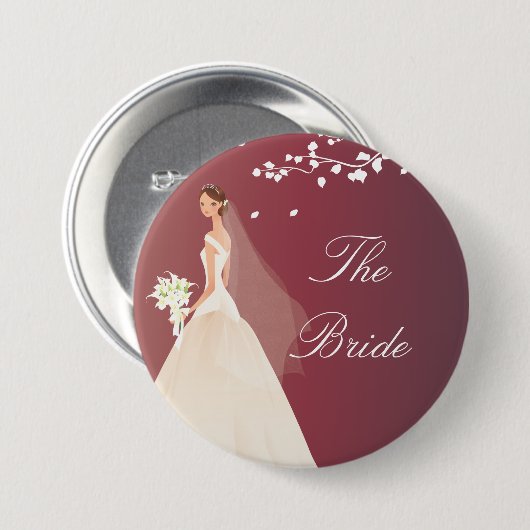 Autumn Crimson Bride Bridal Party Button (Voorkant /achterkant)