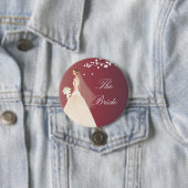 Autumn Crimson Bride Bridal Party Button (In situ)